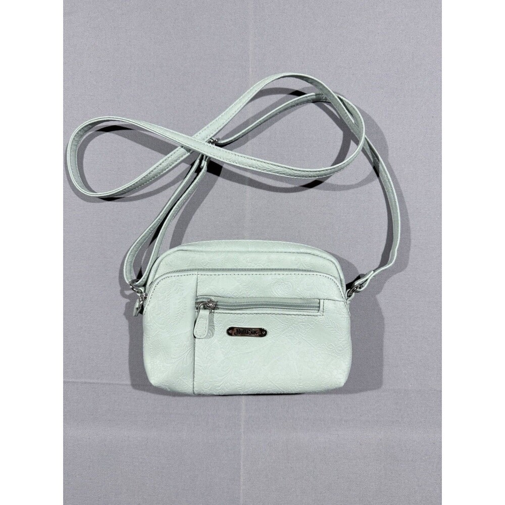 MultiSac Green Crossbody Purse With Pockets Small Zip Up Adj Strap